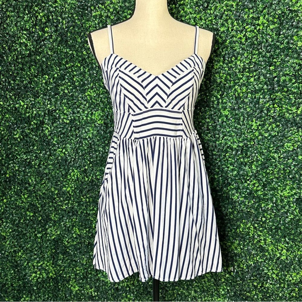 Express Striped Mini Dress Nautical Pocket Dresss Sz M
